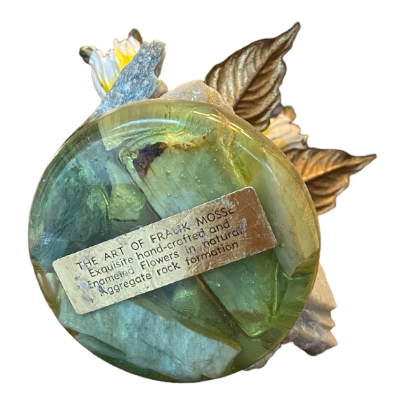 Art Of Frank Mosse Enameled Tulip Flowers Sculpture On Natural Aggregate Rock - Picture 6 of 6